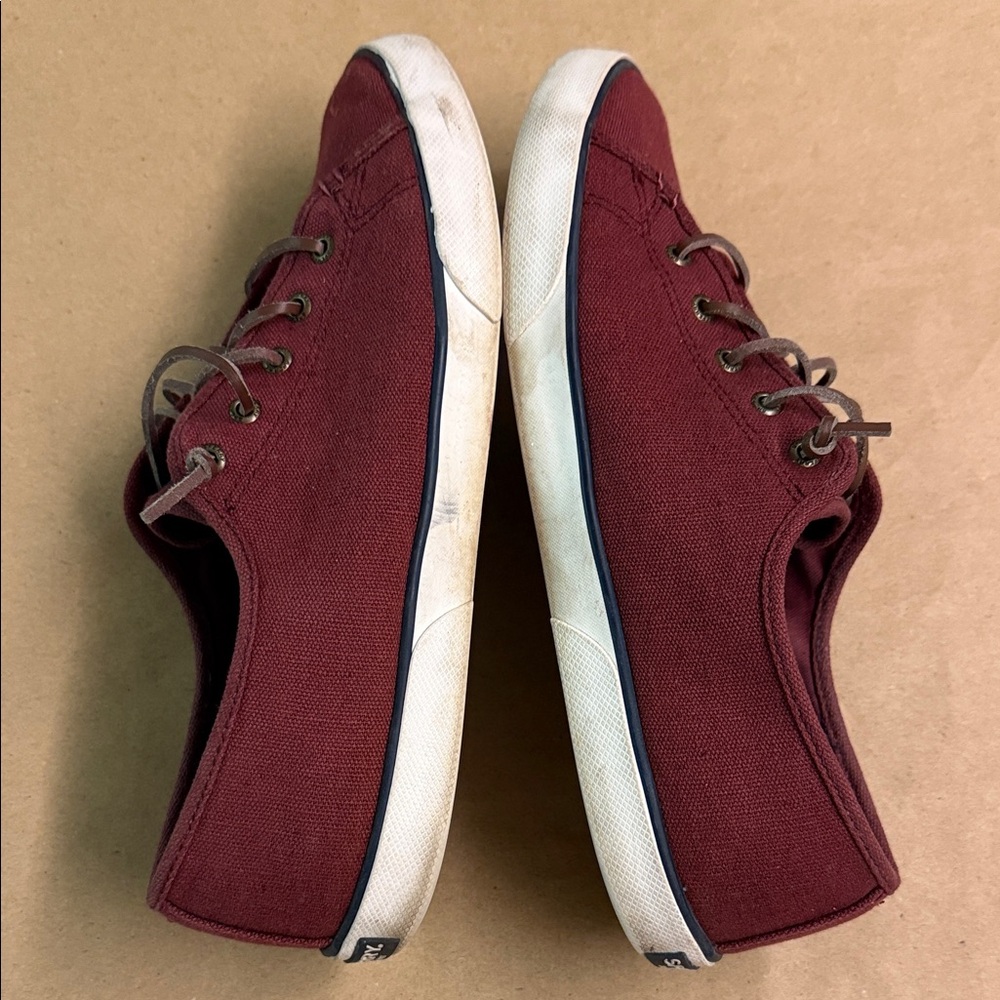 SPERRY Burgundy Canvas Sneakers - Women’s Comfy Slip-On Shoes - US Size 11 - Picture 12 of 13